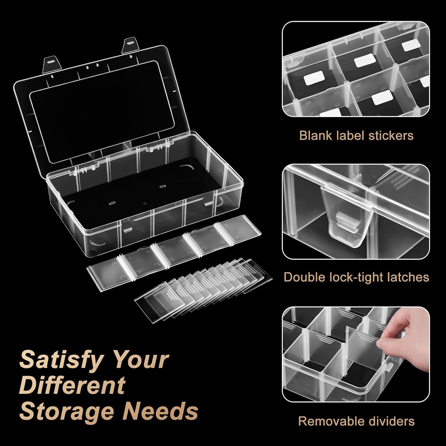 15 Grids Large Plastic Organizer Box with Adjustable Dividers | Small Tackle Box