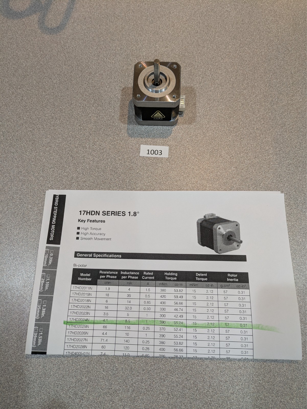 Nema 17 Stepper Motor 40mm Moons 17HD2024N **Nice**(1003)