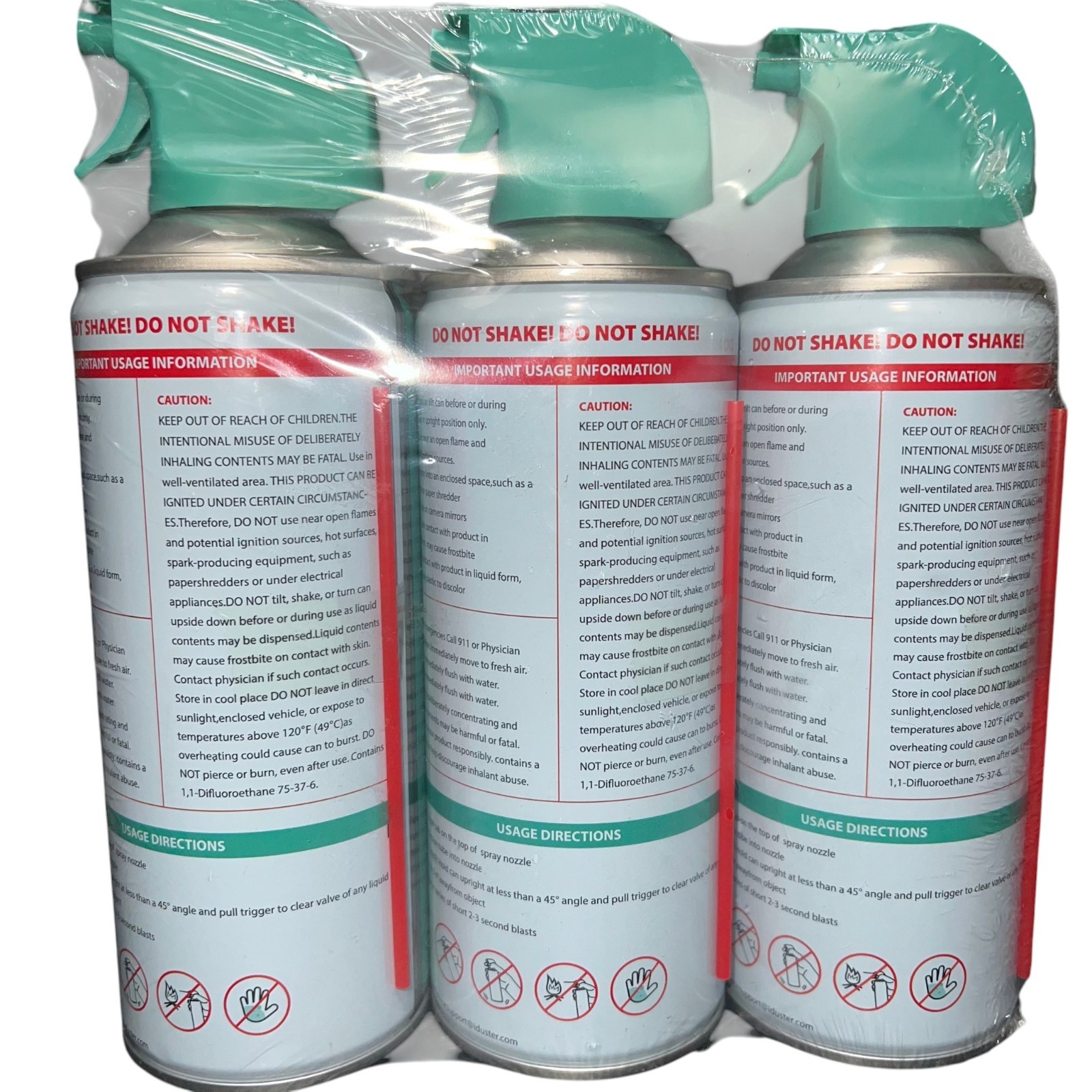 3x iDuster Compressed Air Duster 10oz Cans Electronics Cleaner Dust Remover