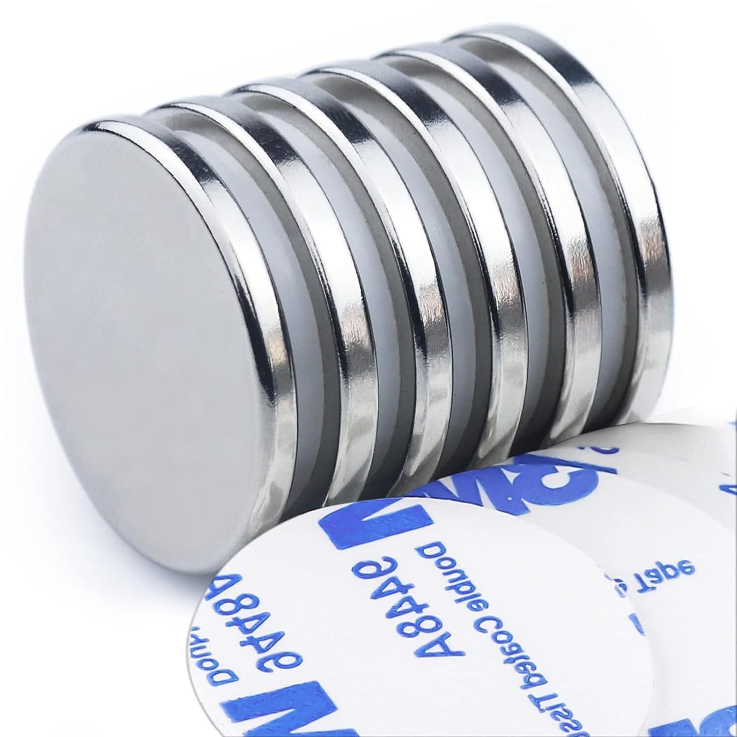 DIYMAG Powerful Neodymium Disc Magnets with Double-Sided Adhesive, 6P, Sliver