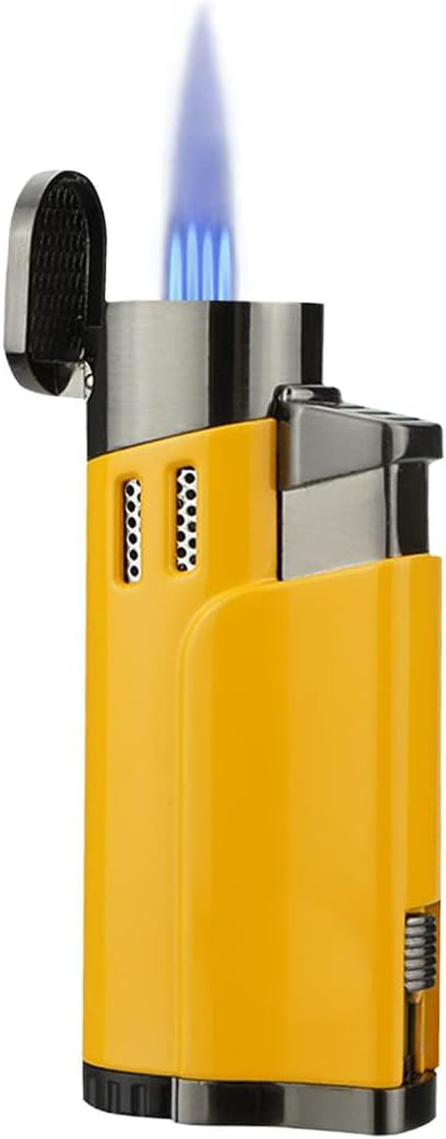 Torch Lighter with Punch 4 Jet Refillbale Lighters Windproof (Yellow)