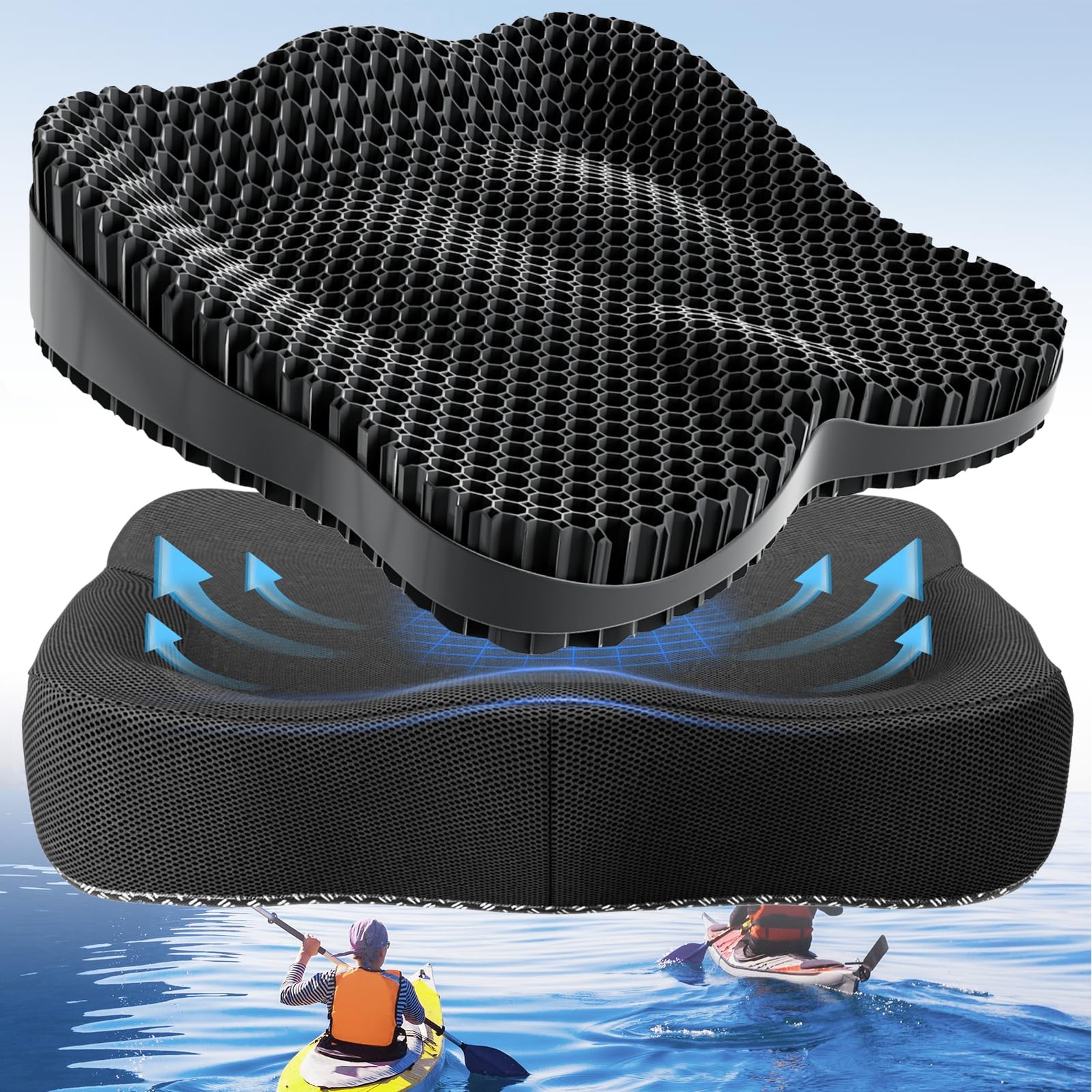 Best Extra Thicker Kayak Seat Cushion Waterproof Gel Cushion for Long Sitting