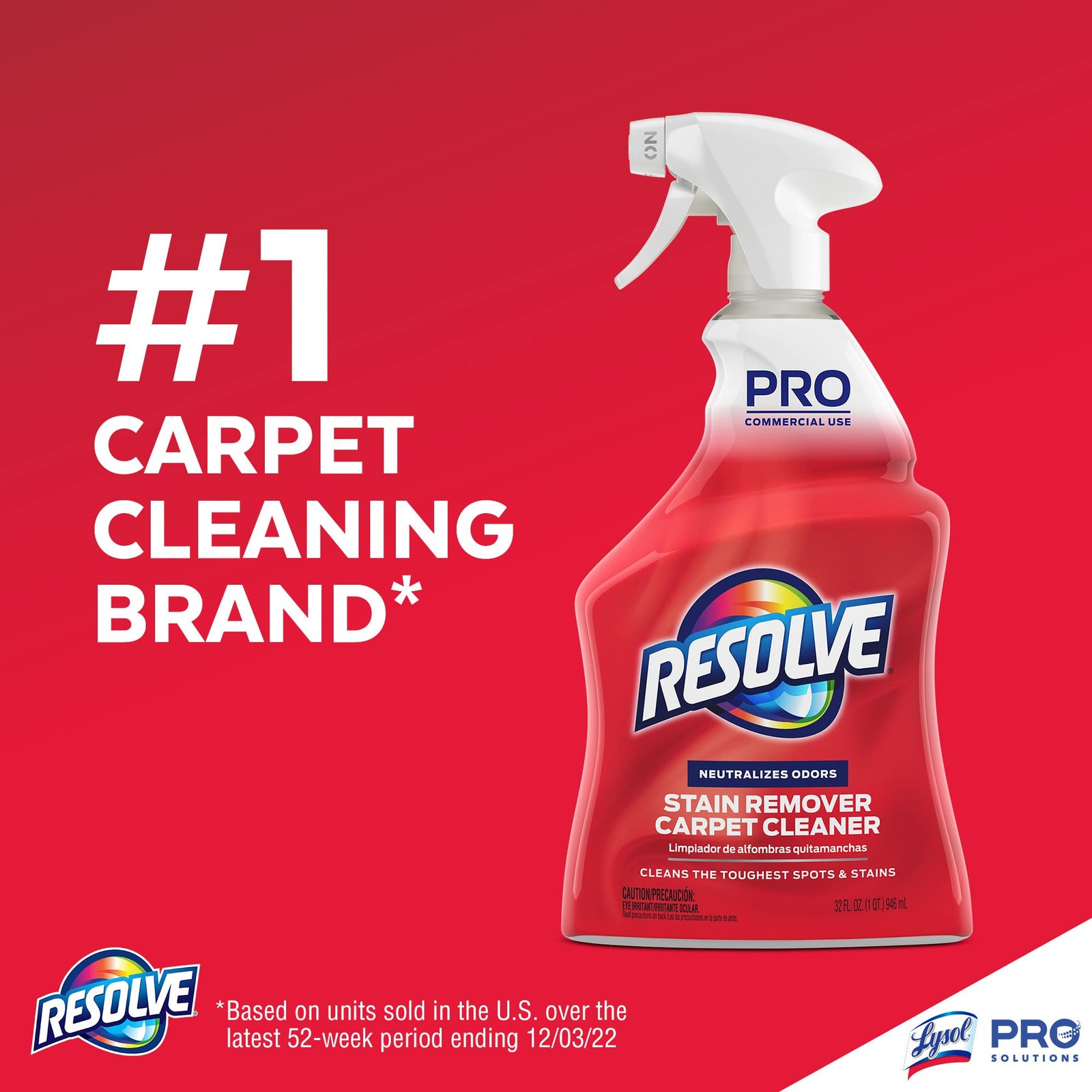 Resolve Professional Strength Spot and Stain Carpet Cleaner Solution, 32 oz