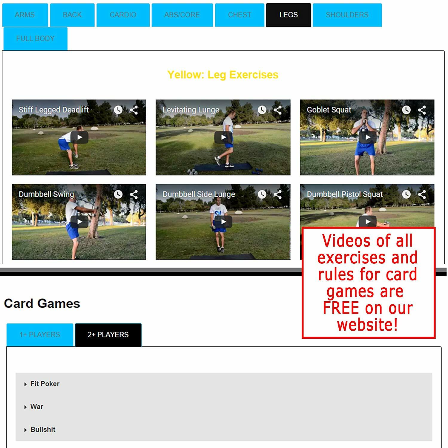 STACK 52 Dumbbell Exercise Workout Card Game Adjustable Free Weight Sets