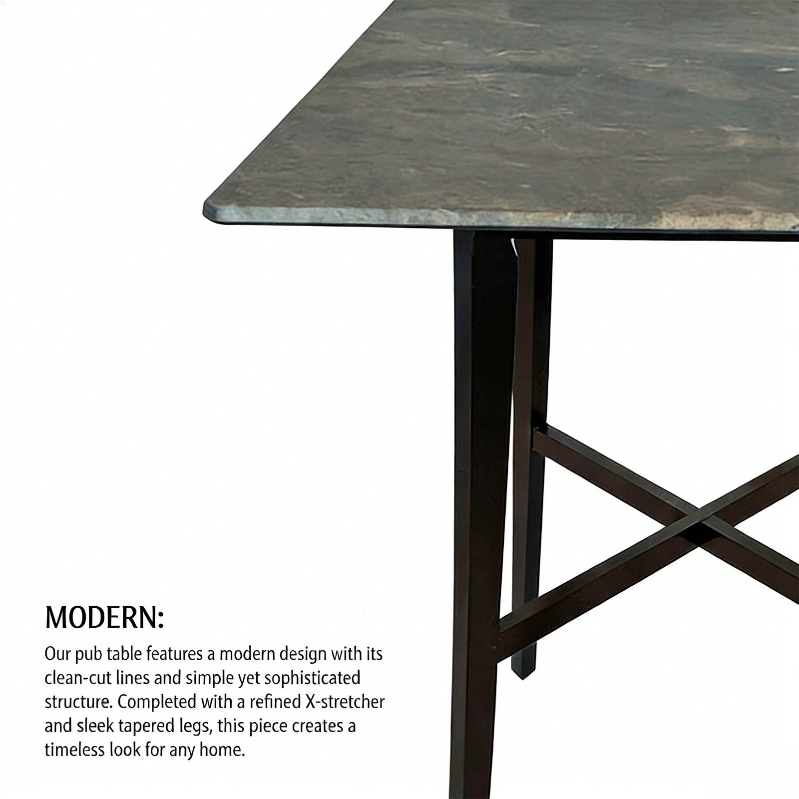 Dining Table Rubberwood Legs Marble Finish High-Pressure Laminate Surface