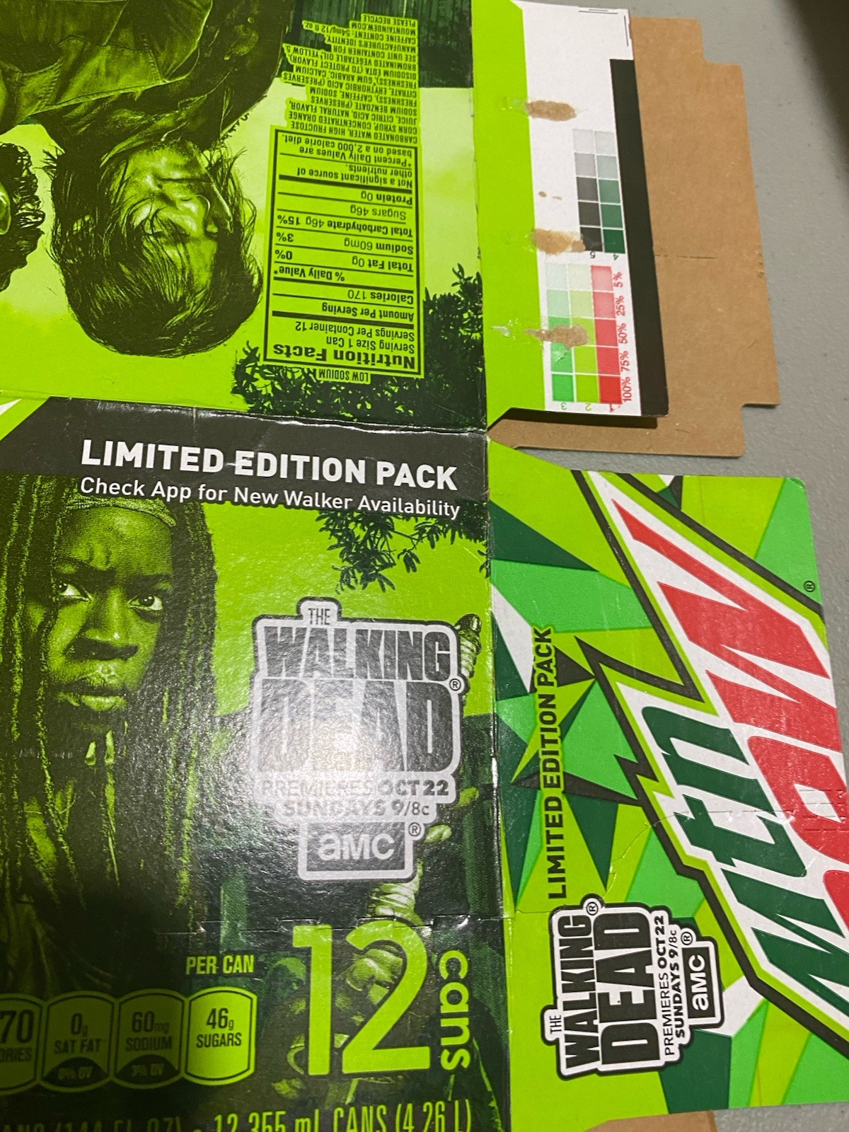 2017 EMPTY Limited Edition Mountain Dew Walking Dead 12 Pack Box Flattened