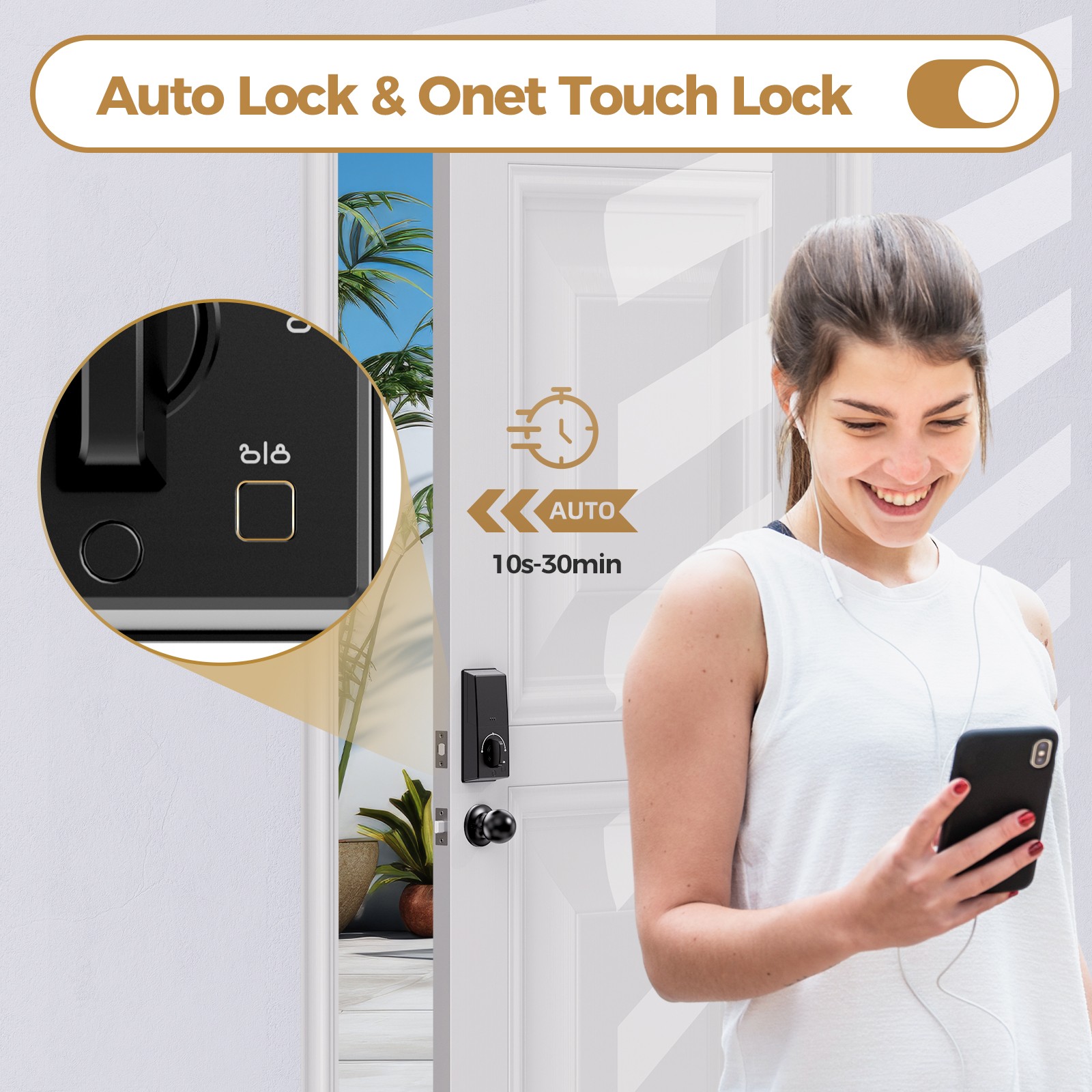 ARPHA Keyless Entry Smart Door Lock 50 Code Keypad Deadbolt Fingerprint Password
