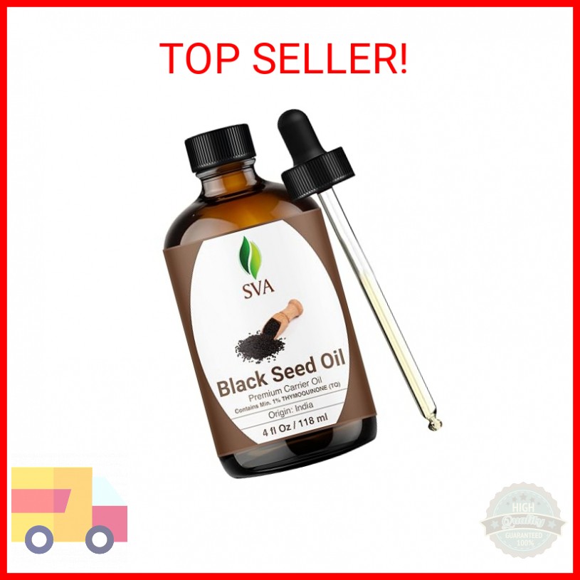 SVA Black Seed Oil - 4 Fl Oz – 100% Natural Cold Pressed Black Seed Oil - for Fa