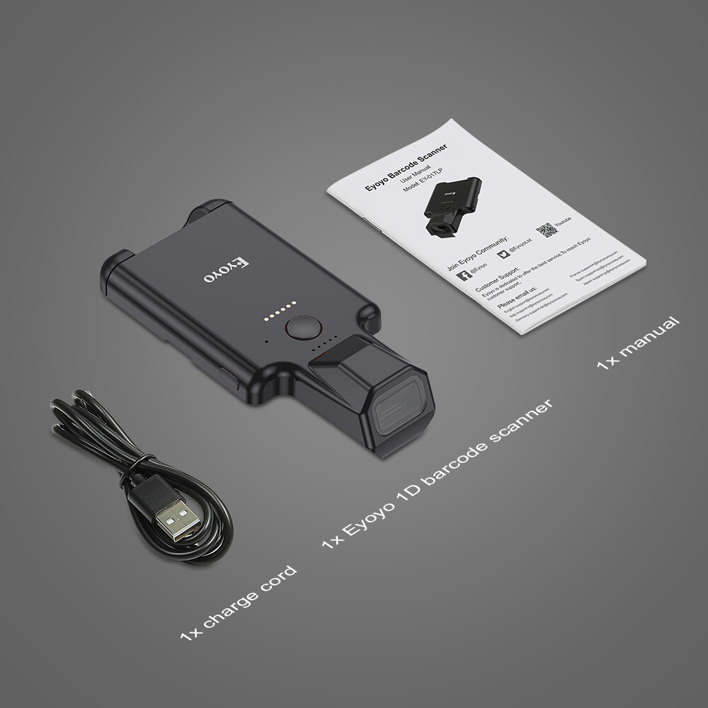 Eyoyo 1D 2D Phone Back Clip Cover Barcode Scanner Bluetooth Bar Code Reader