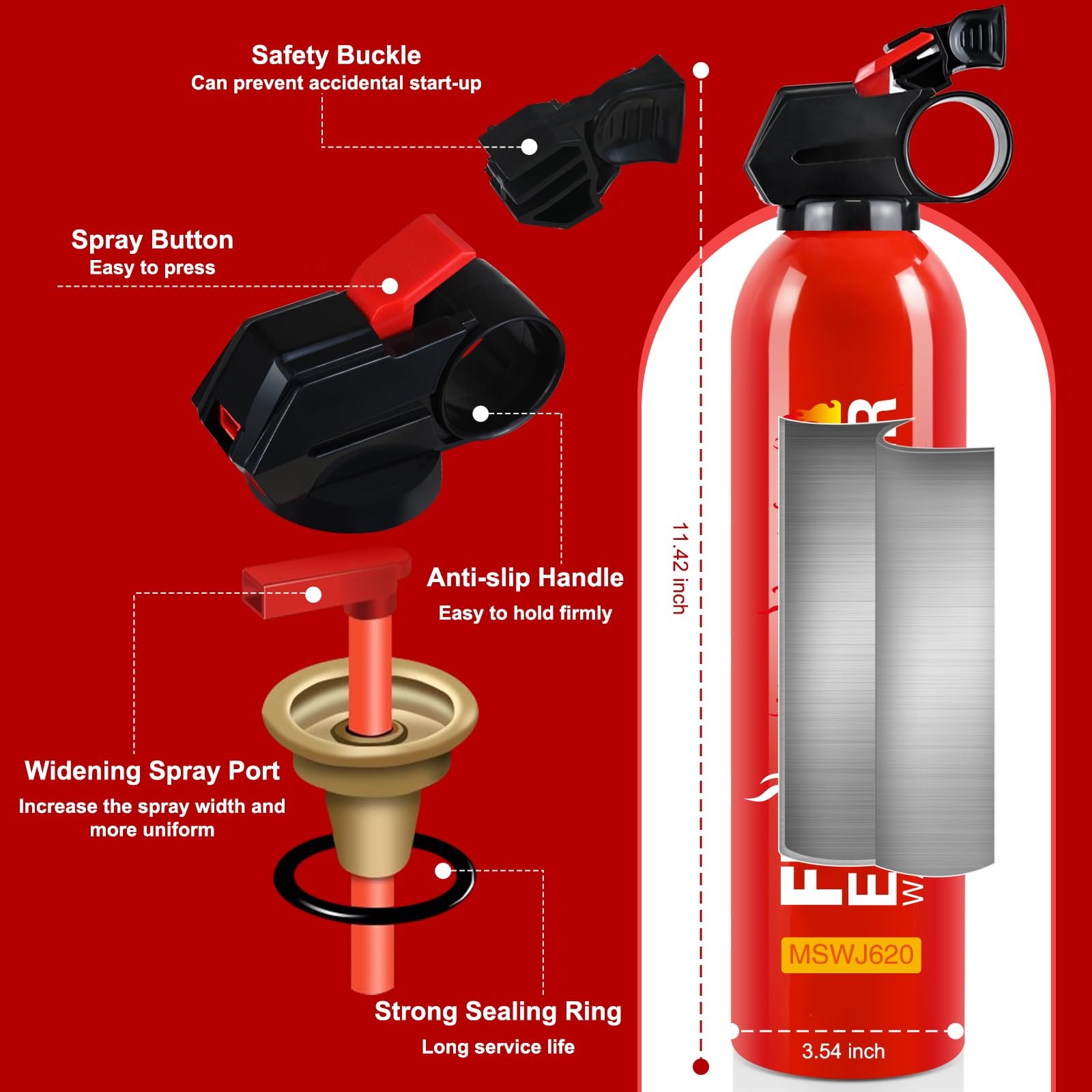 Lirches 6 Pack Water-Based Fire Extinguishers Class A B C K Wall Mount MSWJ625