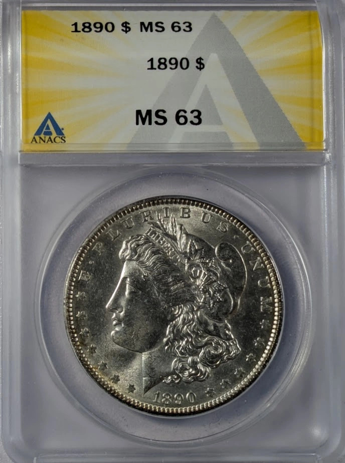 1890 Morgan Silver Dollar ANACS MS-63