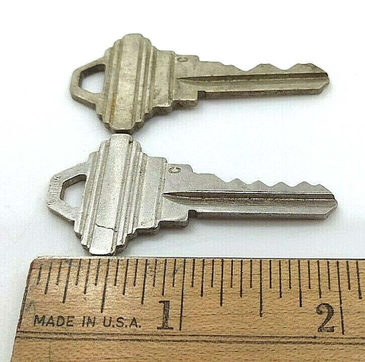 2 Vintage Keys C Not Duplicates Diamond Bows Appx 2” Same Style As Schlage Keys