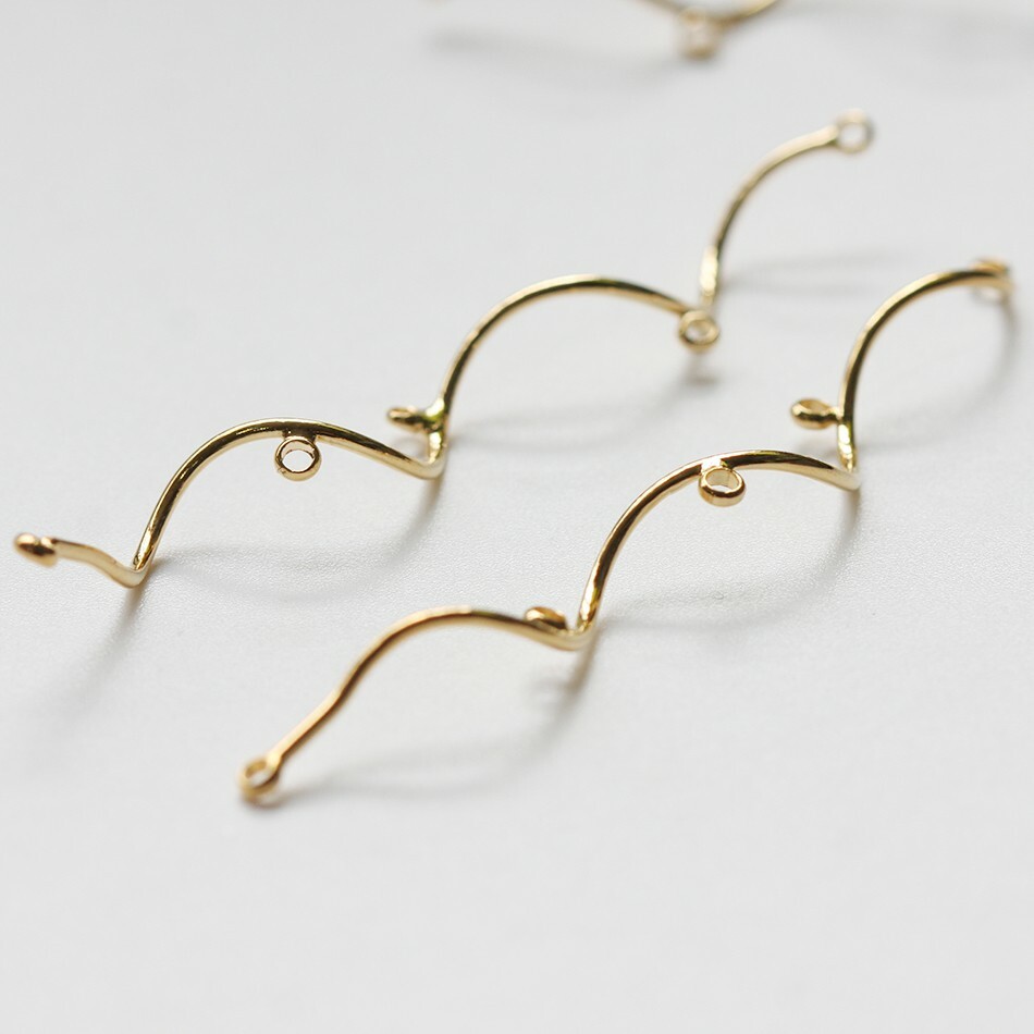 2 Pieces Premium Gold Plated Brass Waved Earring Finding - 64x1mm (22Z)