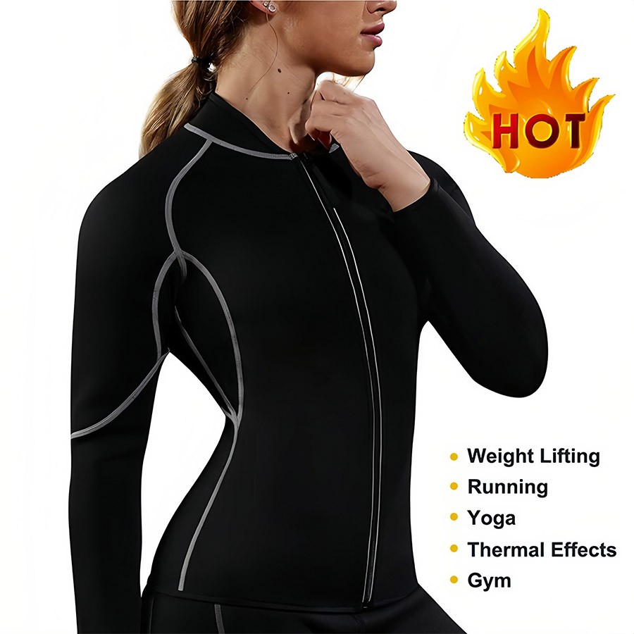 Sauna Suit Weight Loss Sleeves Sweat Shaper for Women Workout Fajas Girdle Tops