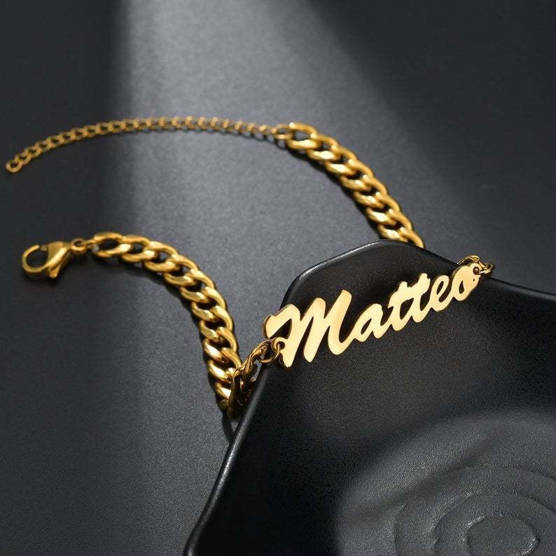 Custom Name Cuban Link Bracelet - Personalized Stainless Steel Chain Jewelry