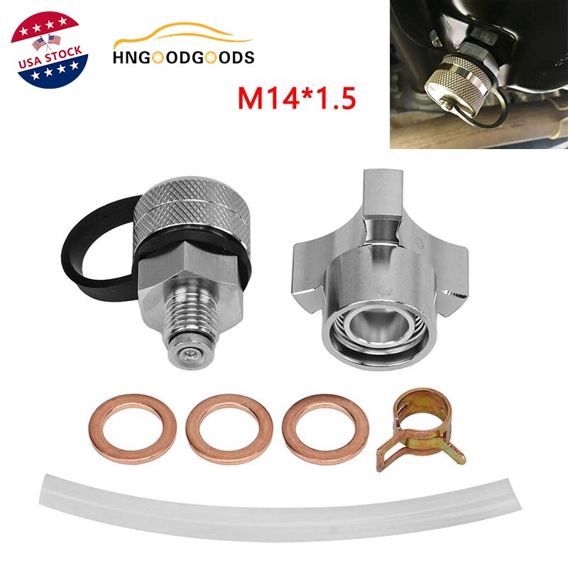 Quick Twist Oil Drain Valve for M14*1.5 Stainless Drain Hose Attachment No Mess