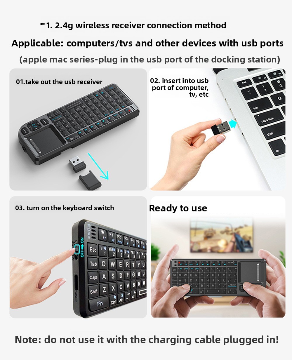 NEW-K808V2 Mini Wireless Keyboard Touchpad 2.4G/Bluetooth Laser Pointer