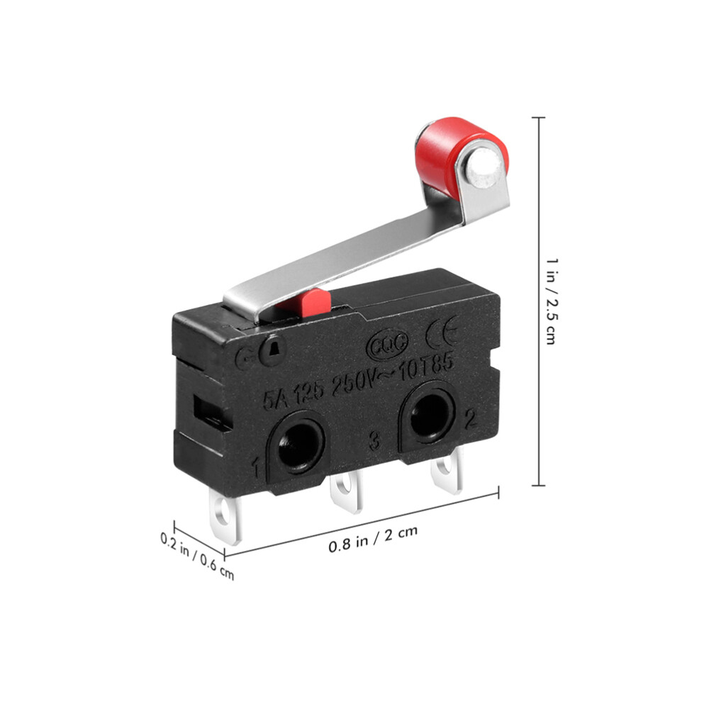 12PCS Micro Switch 250V 5A Micro Switch Roller Lever for Electronics Experiments