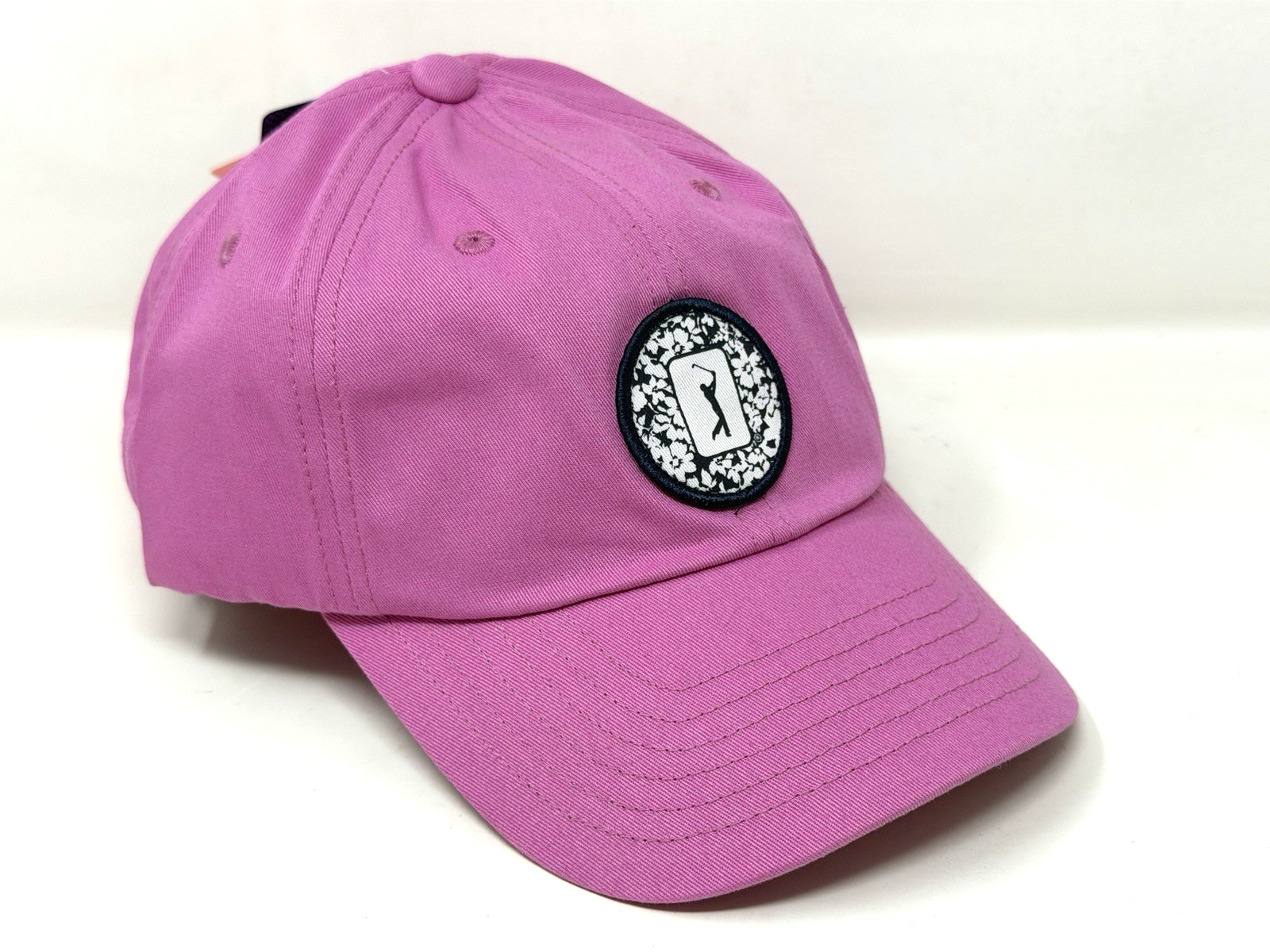 PGA Tour Course Essentials Classic Cap Hat With Floral Patch Pink Golf Hat NWT