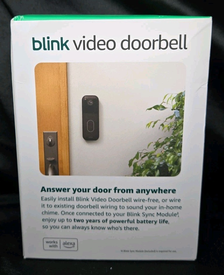 Blink Video Doorbell Battery 2nd Generation w/Sync Module Black - New