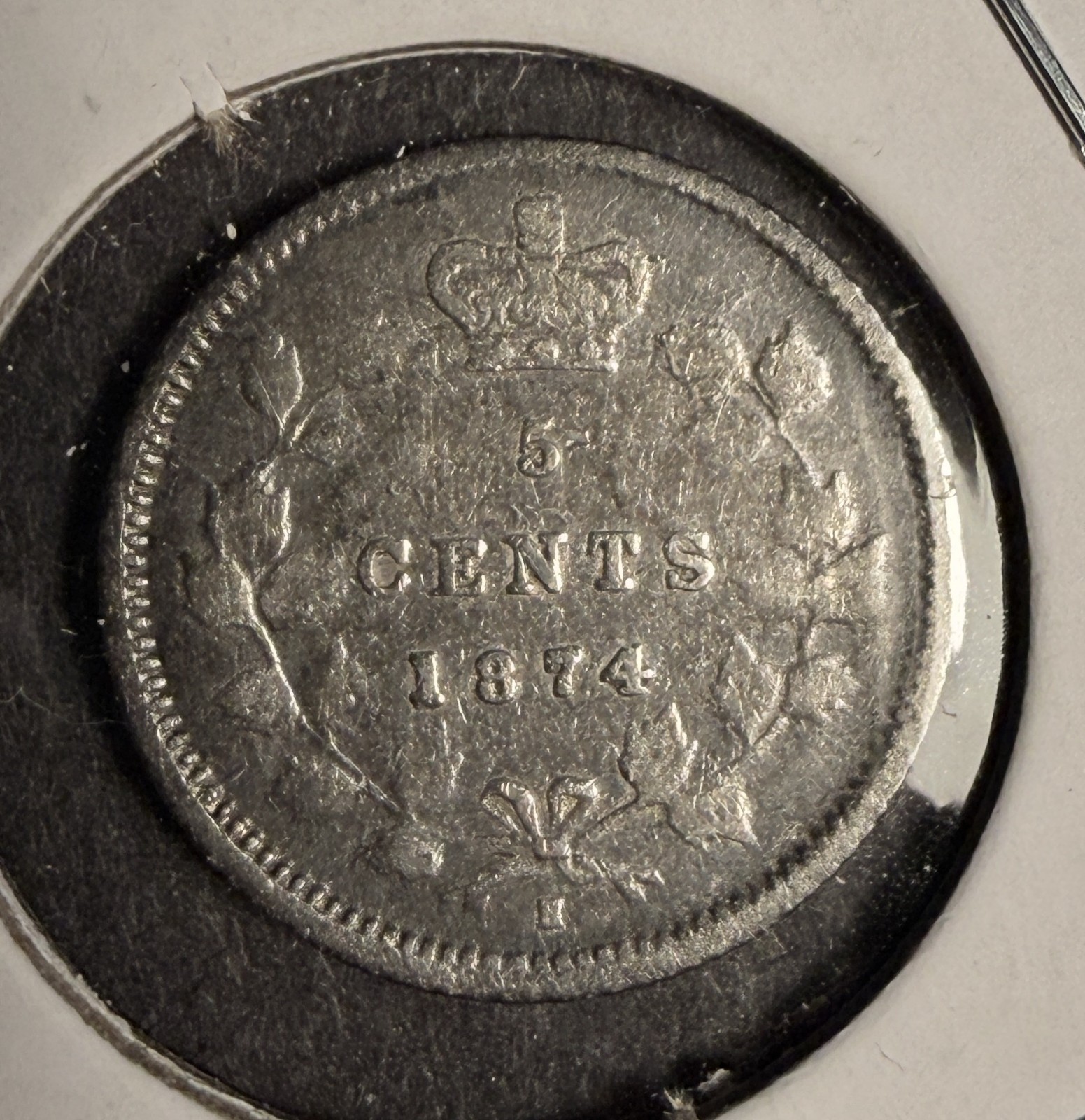 1874-H Canadian 5ct Silver, Fine. (18566)