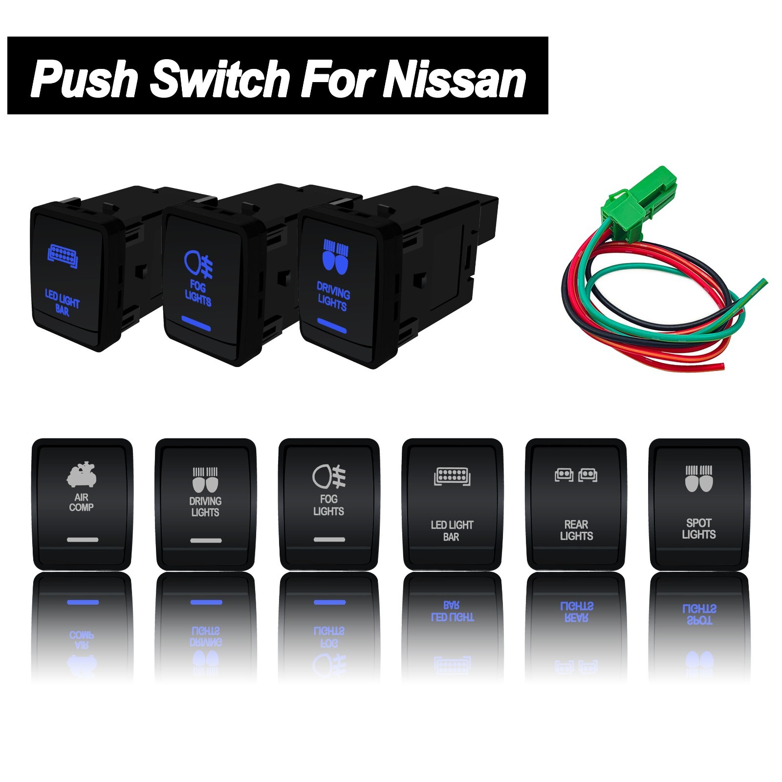 Push Button Switch Blue Led For Nissan Navara NP300 Rogue Pathfinder X-Trail