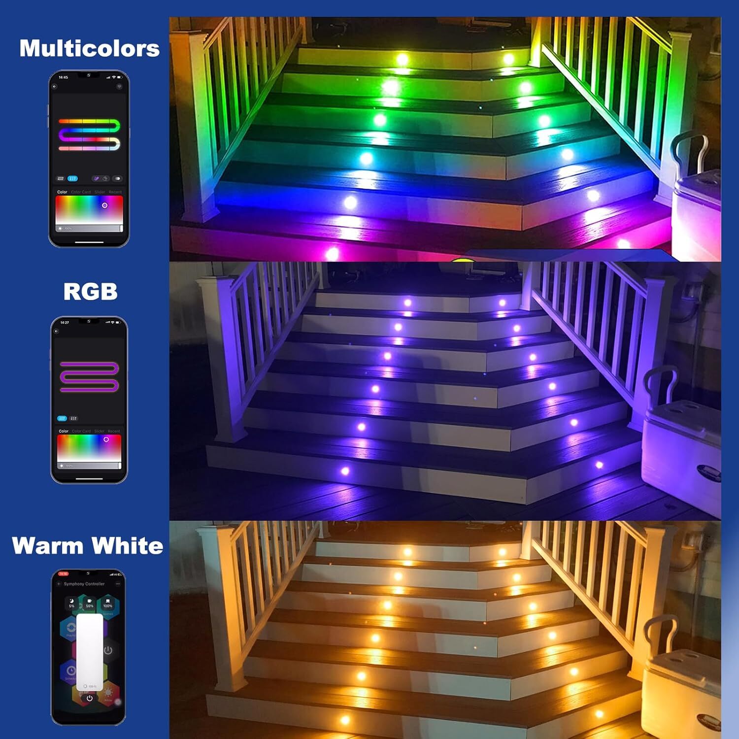 30Pack 1.22" Low Voltage WiFi RGBW+IC Dynamic Recessed LED Deck Light Waterproof