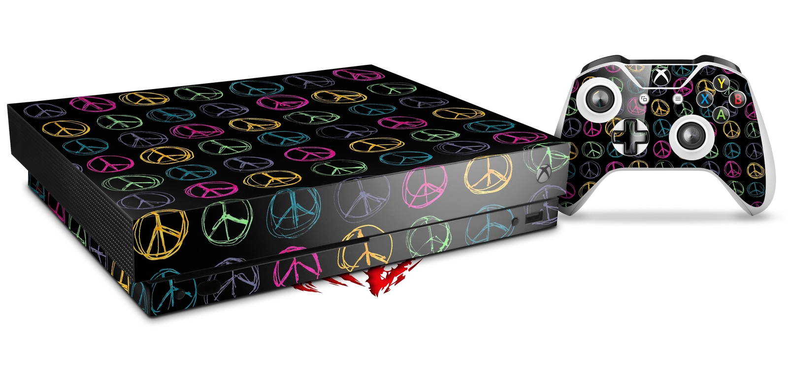 Skin for XBOX One X Console Controller Kearas Peace Signs Black Decal