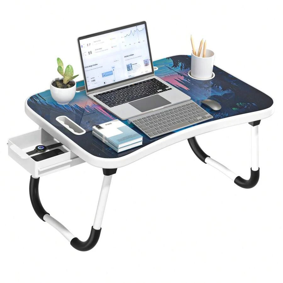 Laptop Bed Desk Foldable Portable Laptop Table Breakfast Tray Stand Stable