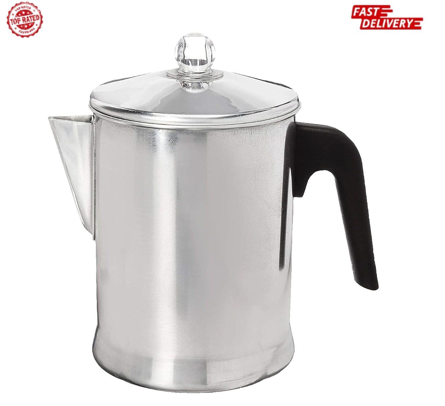 Heavy Duty Stove Top Percolator Coffee Pot Maker Aluminum 9-Cup