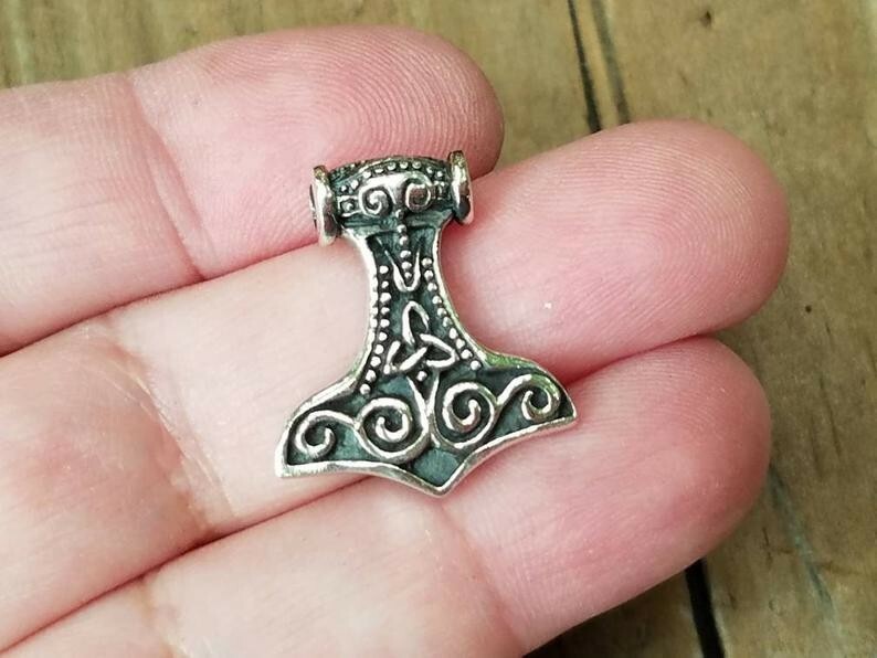Celtic Thor's Hammer Sterling Silver Charm, Viking Charms