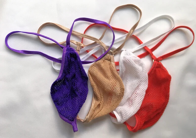 Men's G String CUSTOM Thong TEAR DROP Fish Net BACK STYLE CHOICE 15 ColorS