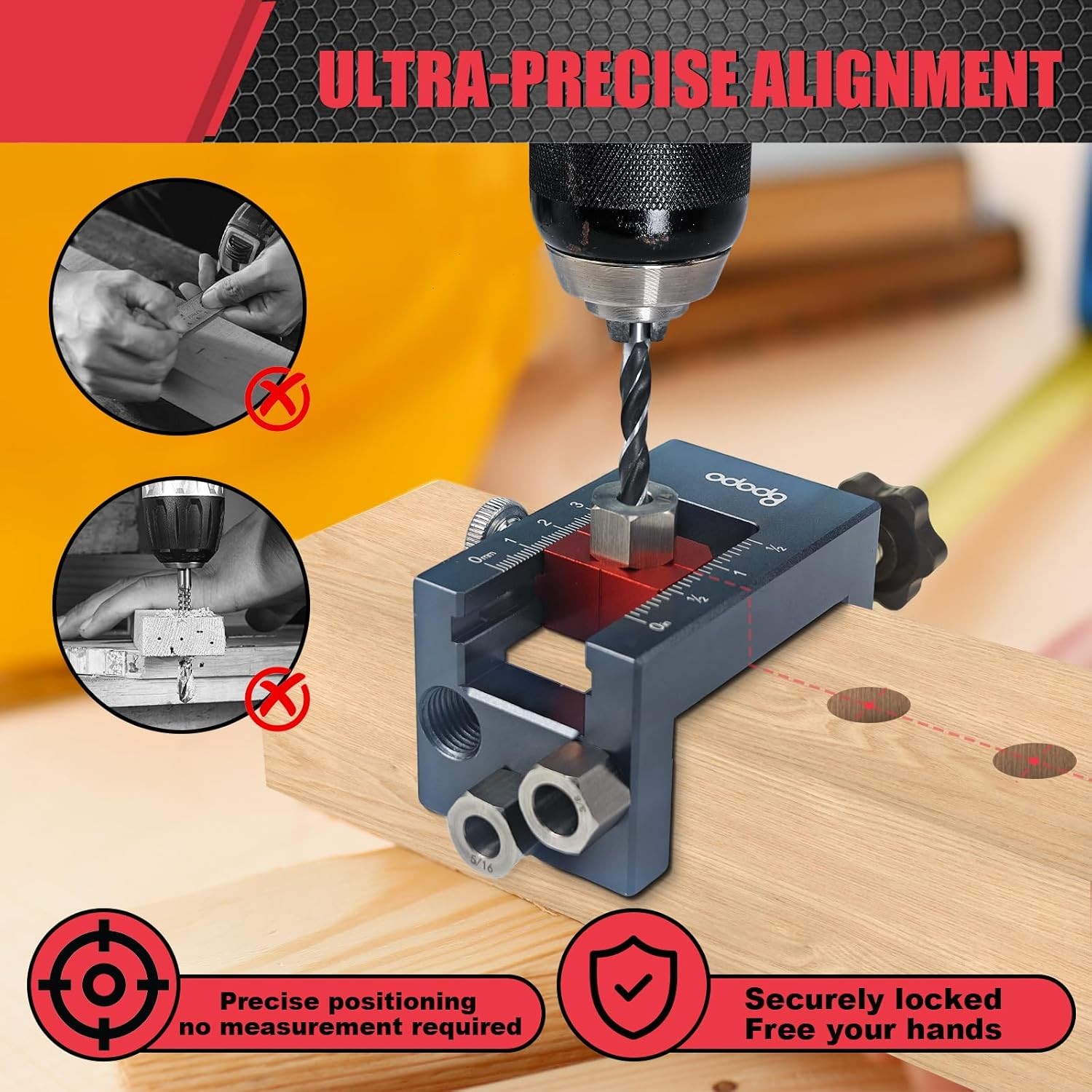 Self-Centering Doweling Jig Kit Woodworking – Adjustable Width Dowel Jig