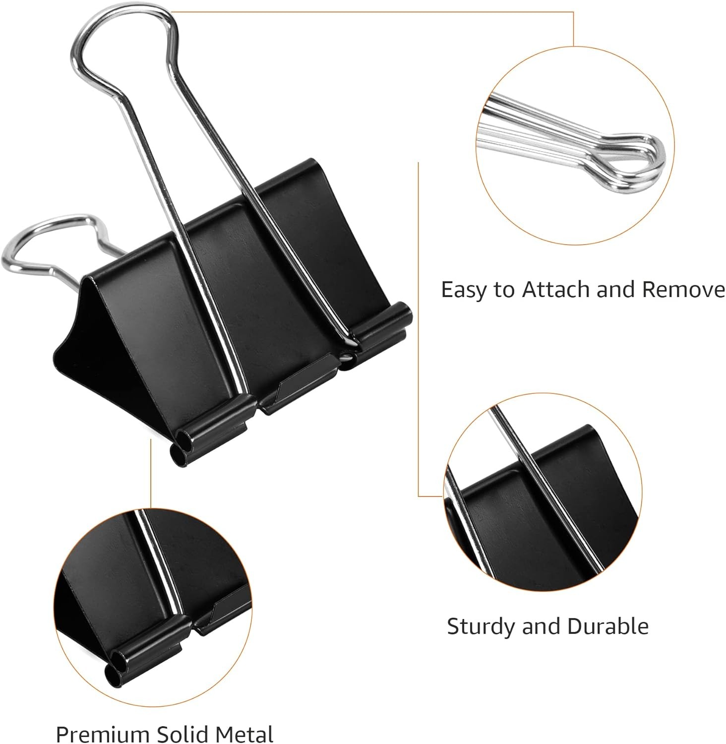 Amazon Basics Sturdy Binder Clips for Office Use, 96 Count (8 Medium, Black