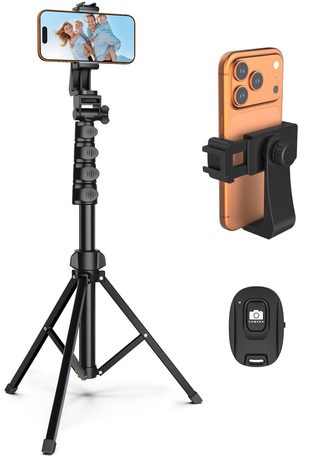 64” Tripod for Cell Phone & Camera, Phone Tripod with Remote and Phone Holder...
