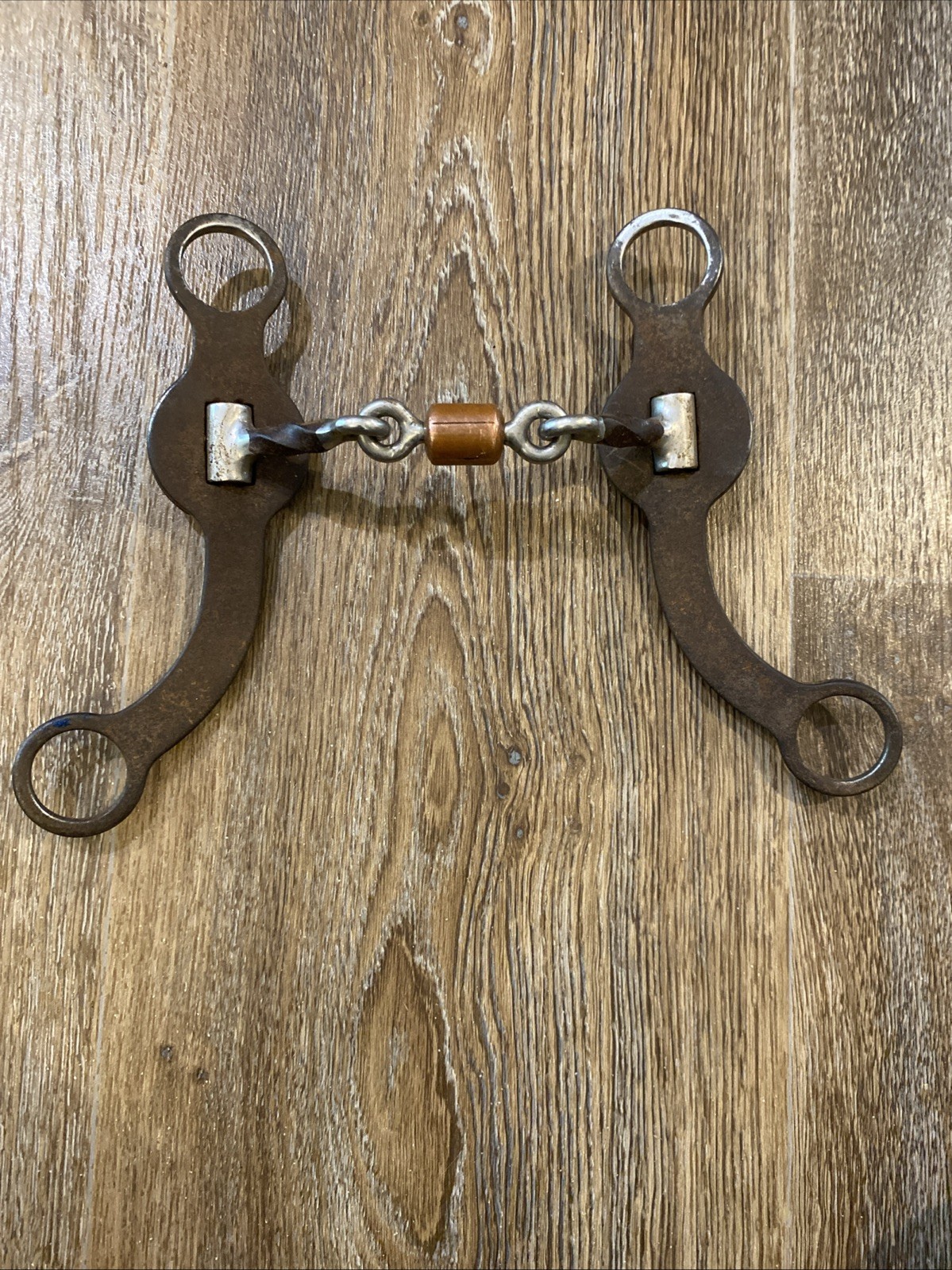 Dog Bone Copper Roller Short Shank Antiqued Western Horse Bit
