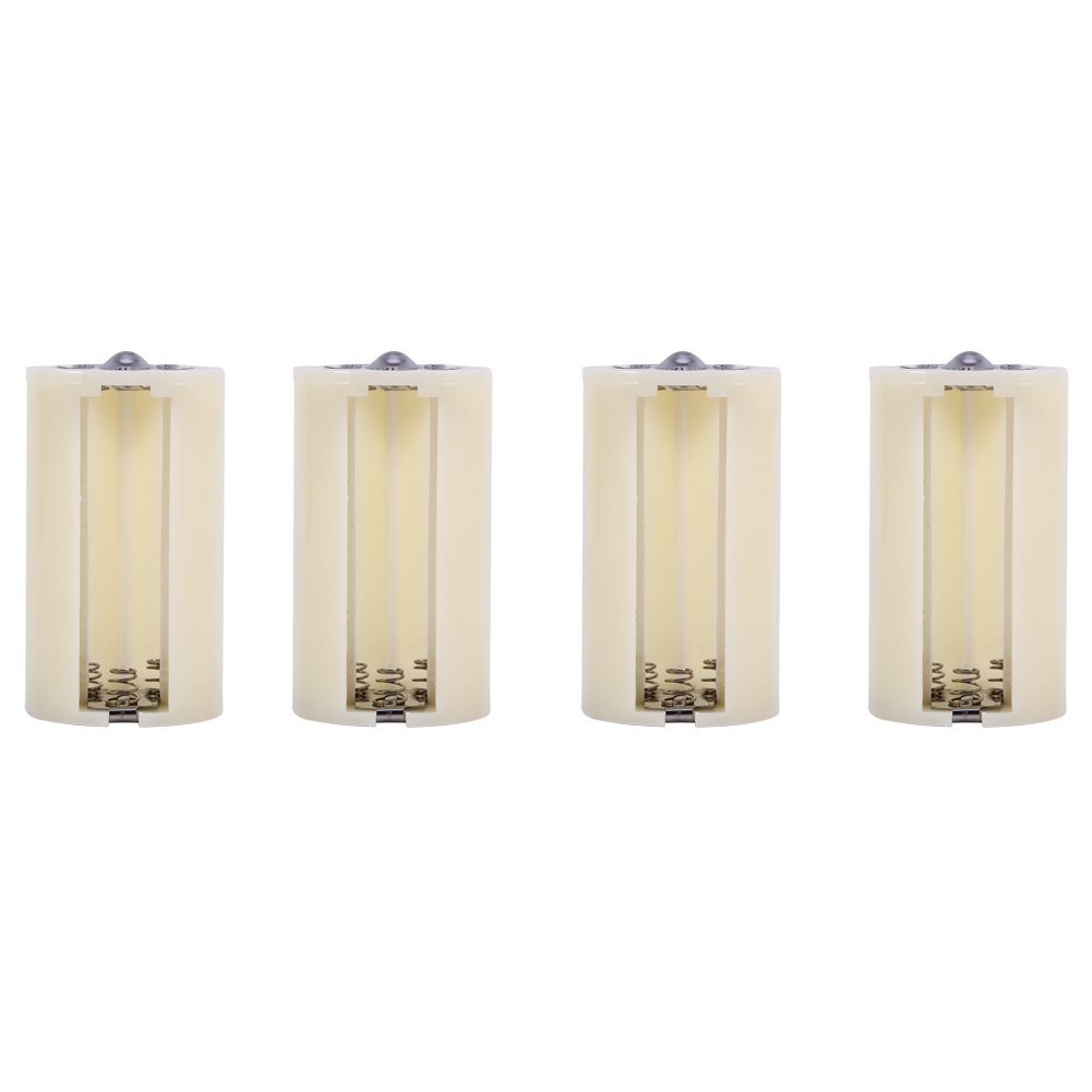 Universal AA to D Battery Adapter Converter Case 4-Pack - White, Easy Switch