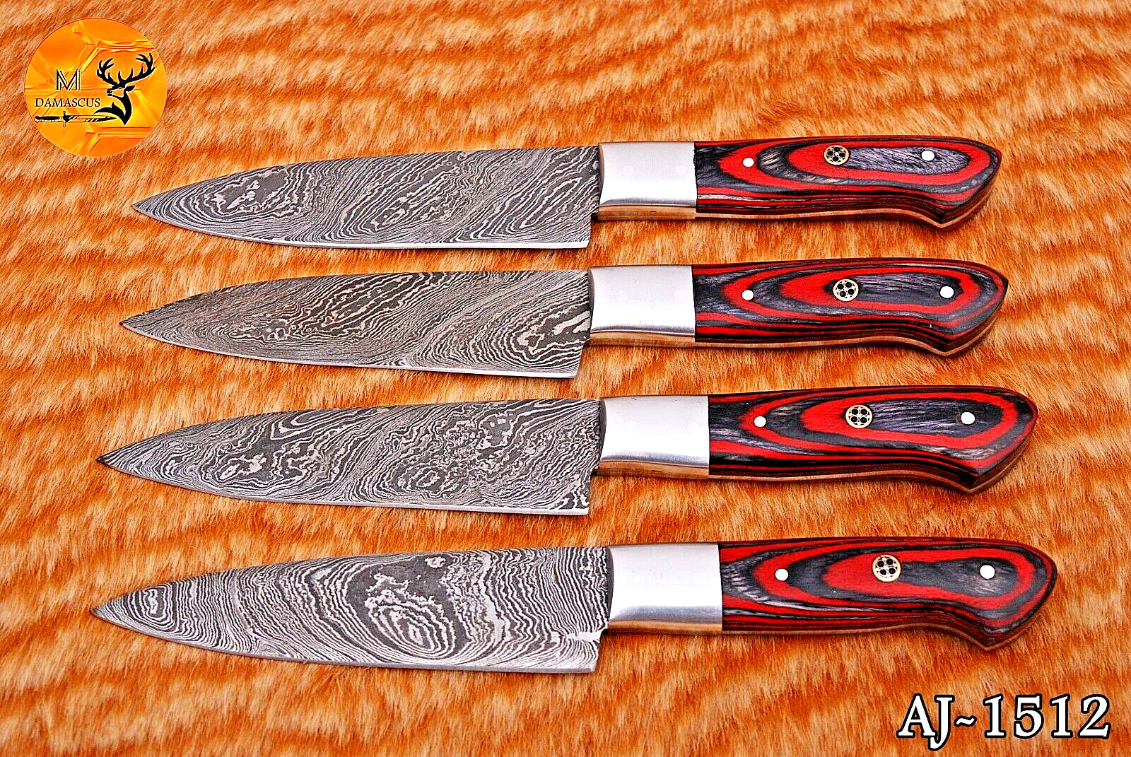 CUSTOM HAND MADE FORGED DAMASCUS STEEL  STEAK CHEF KNIFE  KITCHEN CHEF SET -1512