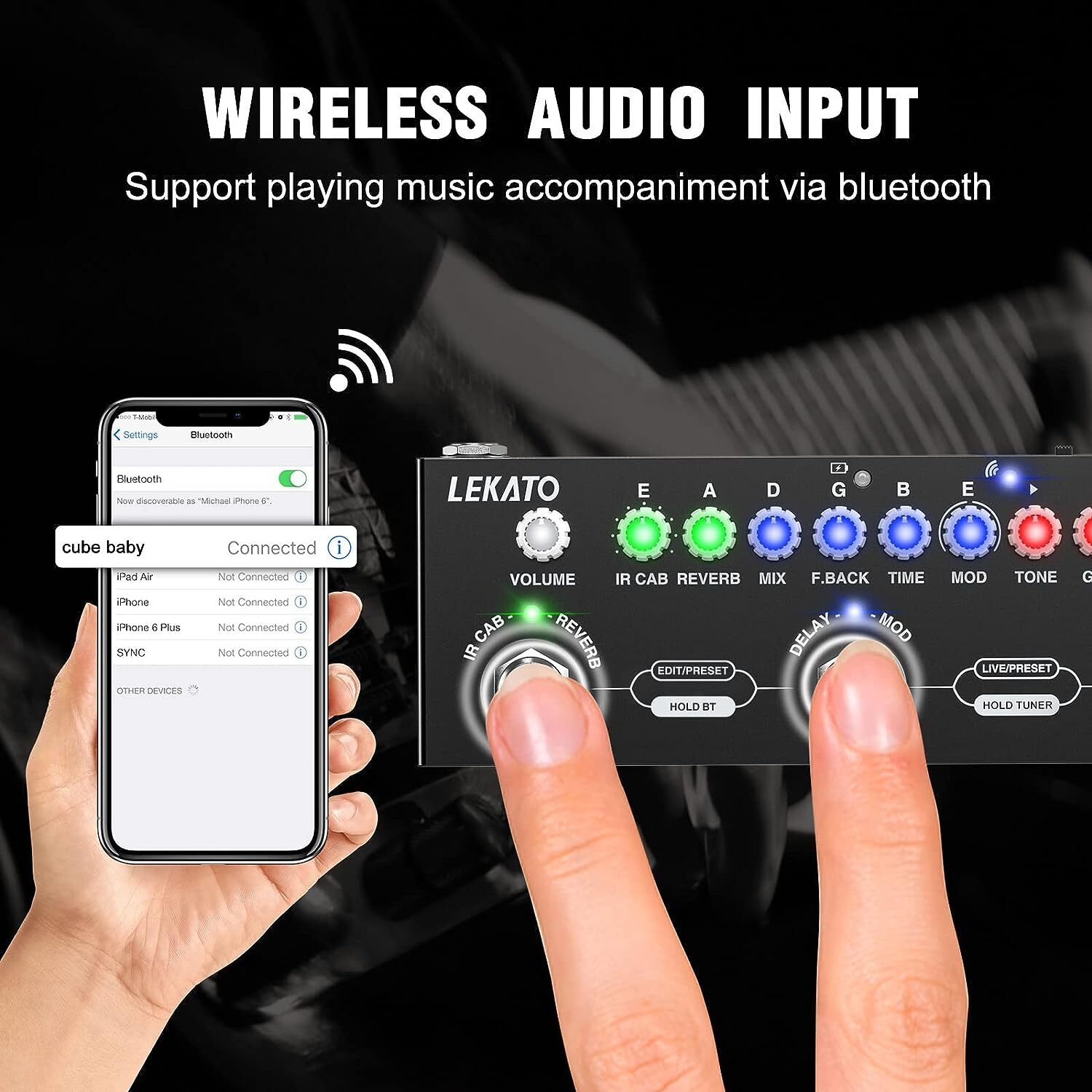 Professional Multi Effects Guitar Pedal IR Loading Rechargeable Amp Model BT 5.0