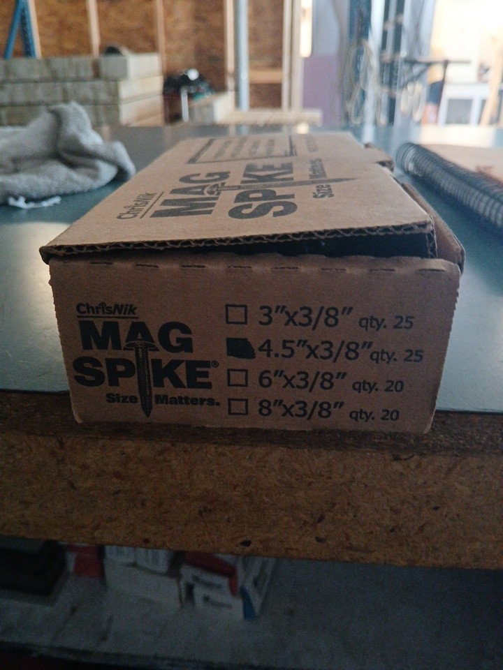 ChrisNik 3/8" x 4.5" Mag Spike Mag Nails 1" Diameter Head- Made in USA 25/Box