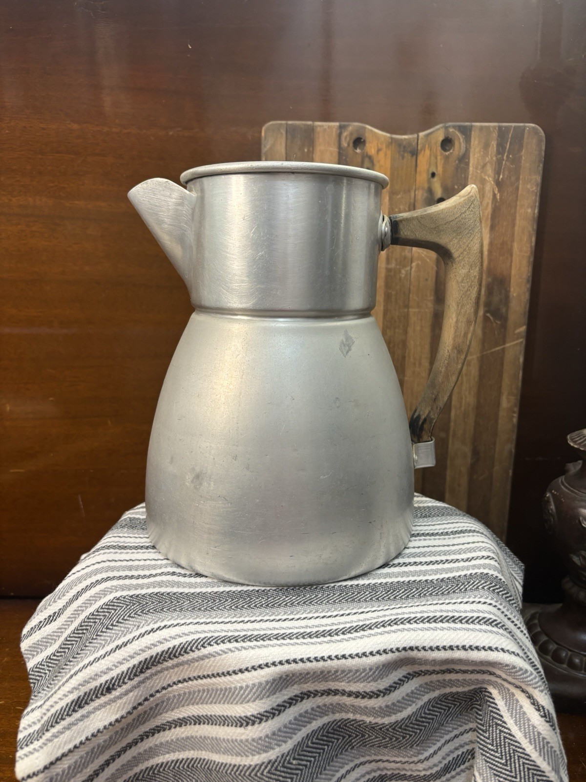 Wear-Ever Aluminum With Wood Handles Percolator Complete Antique Patent 1902 #48