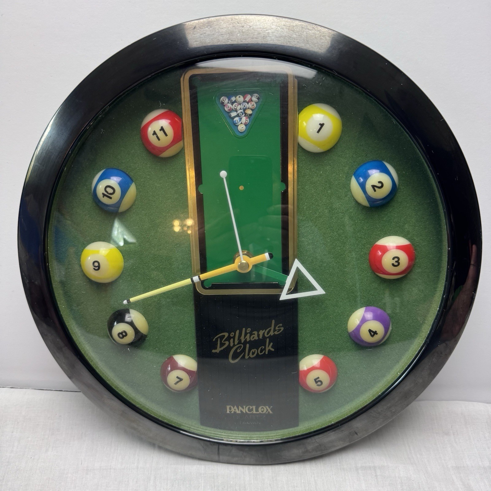 Vintage Panclox Billiards Clock Pool Table Balls Quartz Movement Works