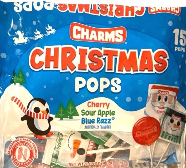Christmas Pops (Suckers) By Charms 3.17oz-Cherry-Sour Apple-Blue Razz-NEW-SHIP24