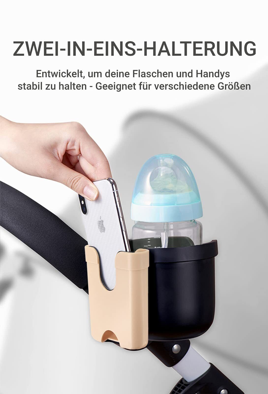 2In1 Stroller Bottle Holder Cup Holder Mobile Phone Holder