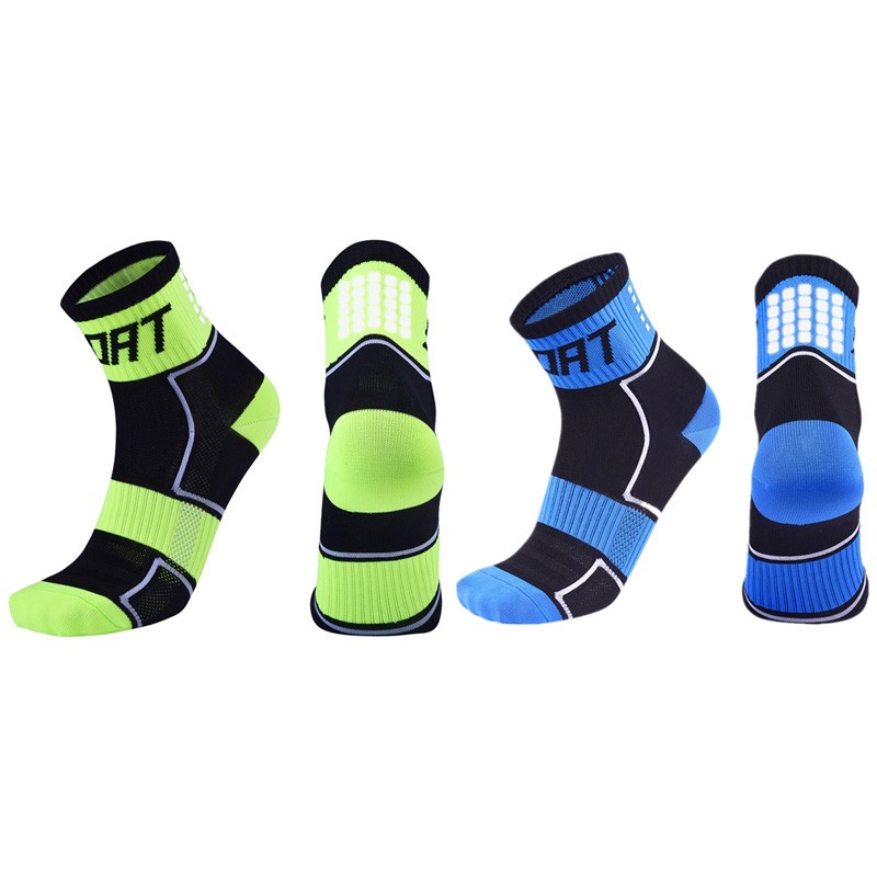 2 Pairs Reflective Cycling Socks Bicycle Riding Bike Sports Socks XC Blue Green
