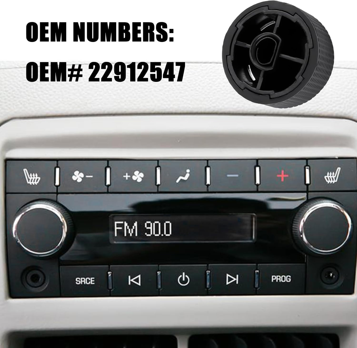 2PCS Car Volume Knob for Rear Audio Replacement OEM 22912547Rear Radio Knobs Re
