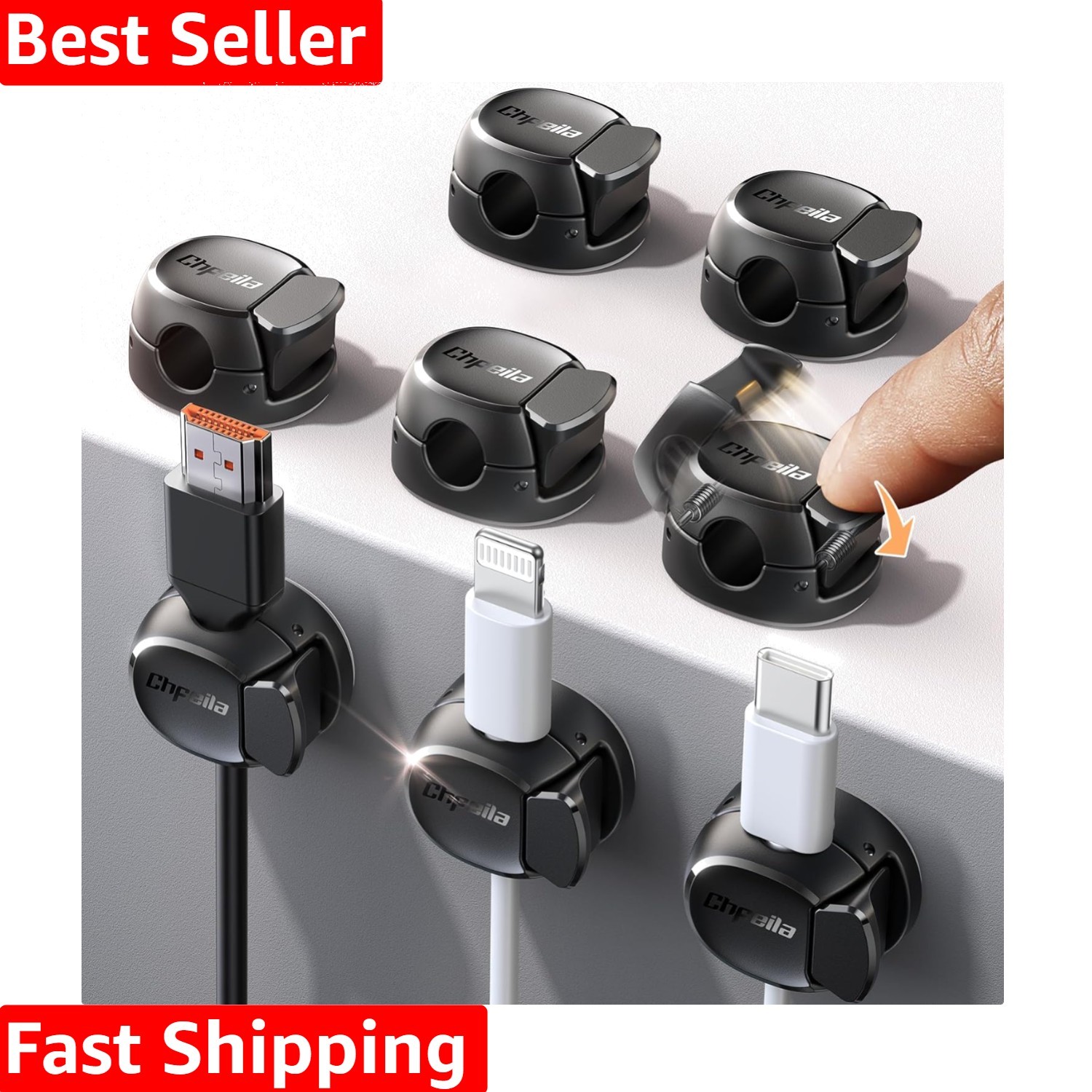 8Pack Cord Organizer [Dual Spring & Clasp, Max Secure] Cable Clips - Cable Ma...