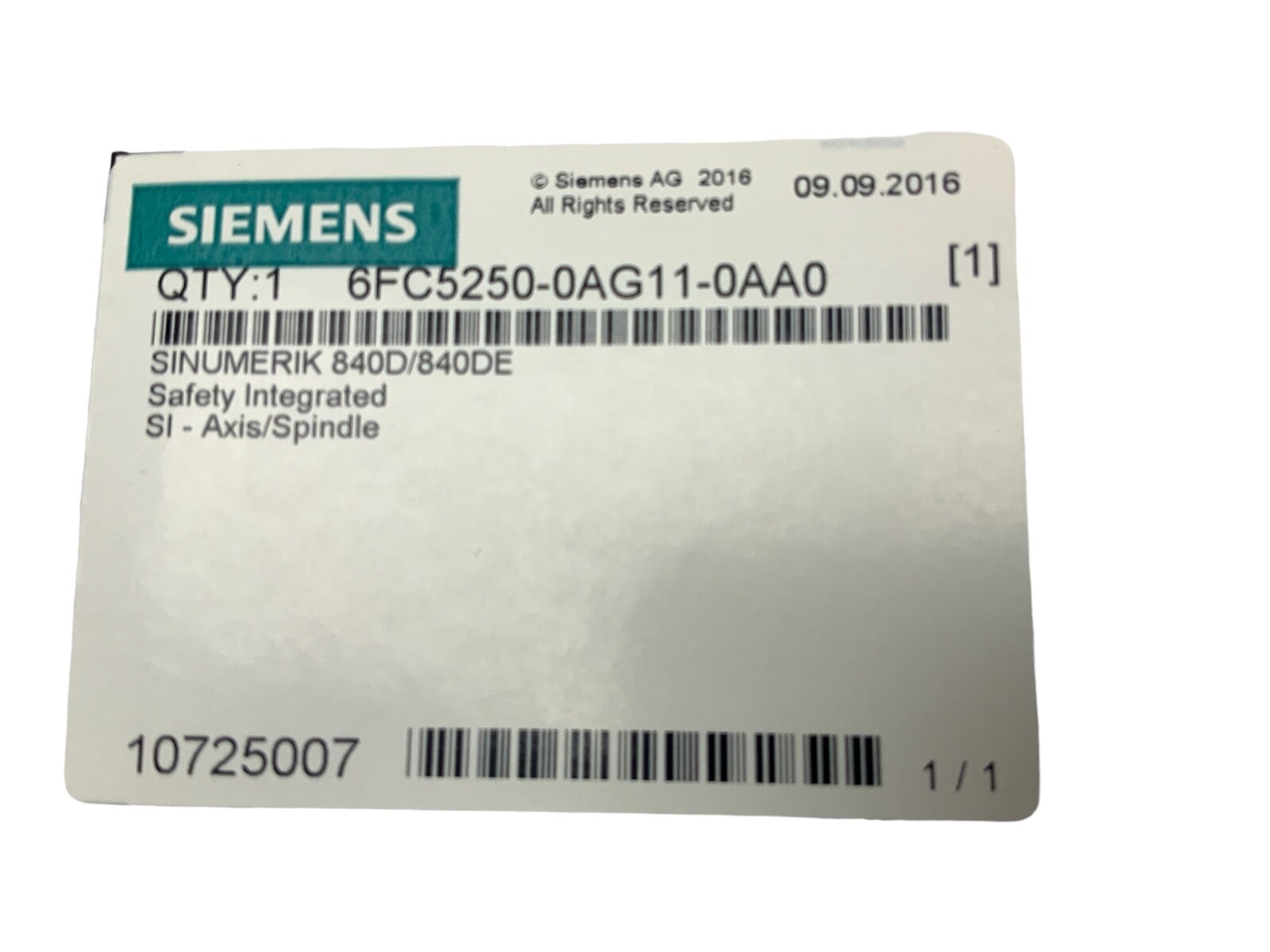 Siemens Sinumerik 6FC5250-0AG11-0AA0 SI-Axis/Spindle-sealed