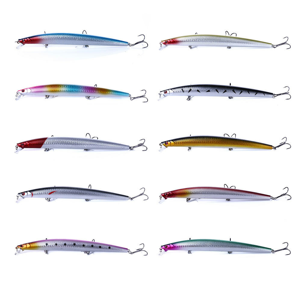 10PCS Trolling Bait Minnow Fishing Lures Hooks Crankbaits Bass Tackle 18cm/25.4g
