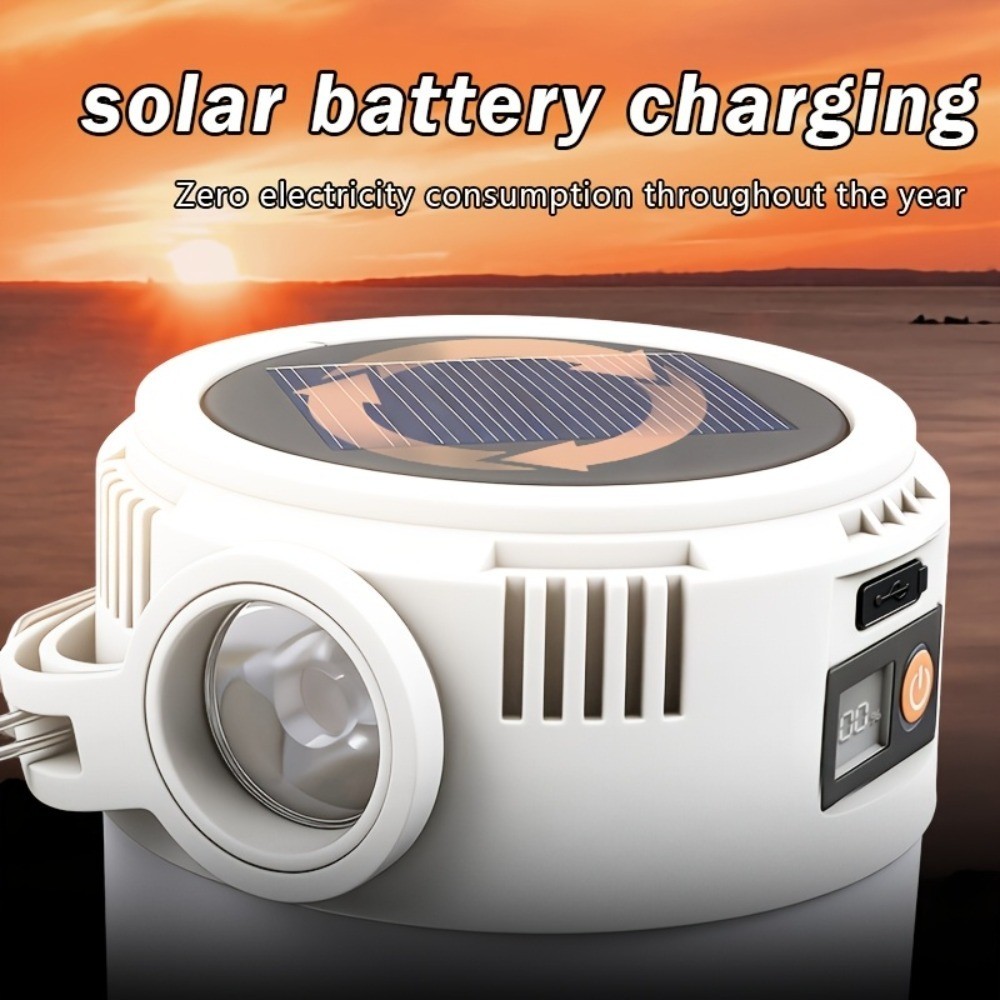 Solar Camping Lantern 6 Light Modes USB Rechargeable Power Bank Hook